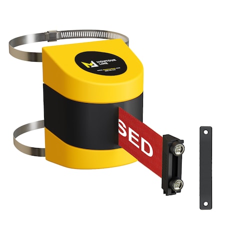 Retractable Belt Barrier YW Clamped Wall Mount, 15' Close..Belt (M)